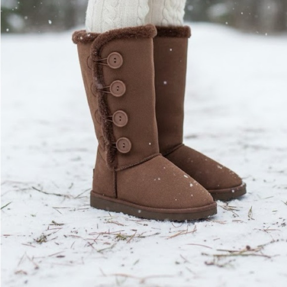 Other - Winter Snow Cozy Brown Button-Up Girls Boots